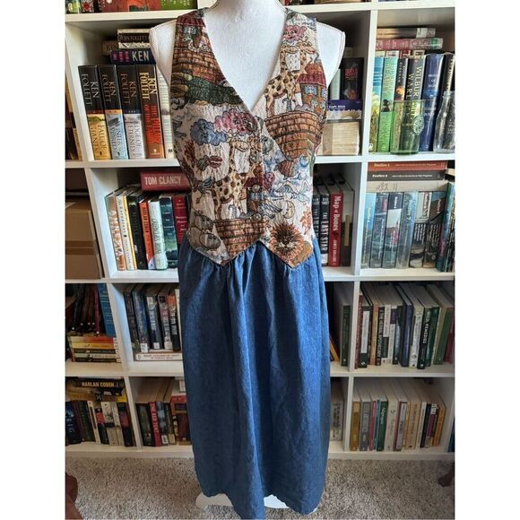 Vintage Facets by Mirrors Noah’s Arc Denim Dress - Picture 1 of 9